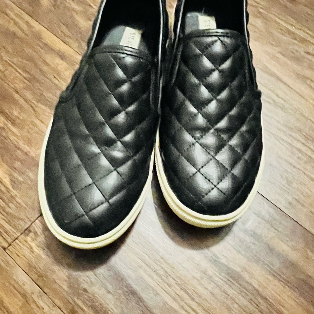 Black Quilted Slip-On Shoes